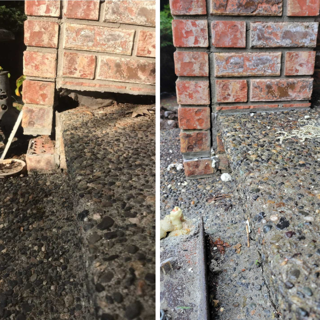 Concrete Stairs Settlement Before and After Repair 