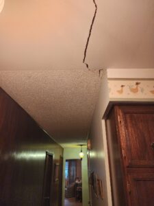 Crack in ceiling - symptoms of settlement in Richmond home