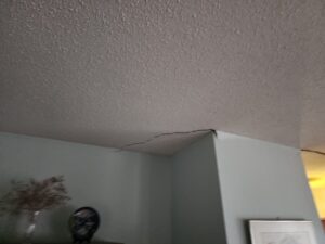 Crack in ceiling - symptoms of settlement in Richmond home