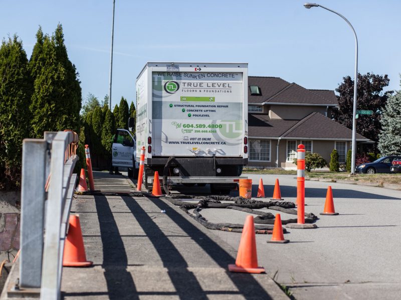 Richmond bridge stabilization - True Level Concrete service truck