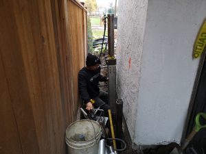 Staff with concrete tools in action