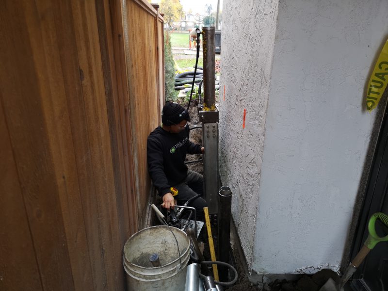Staff with concrete tools in action