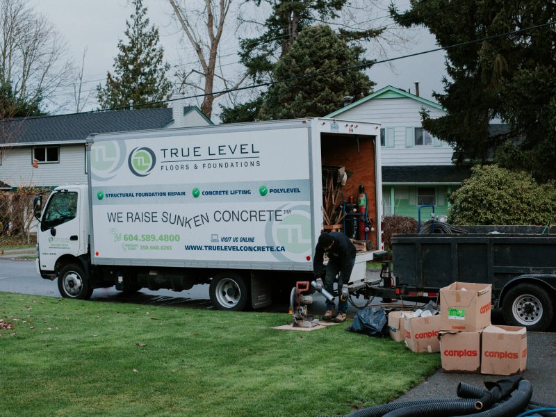 Company service truck with boxes