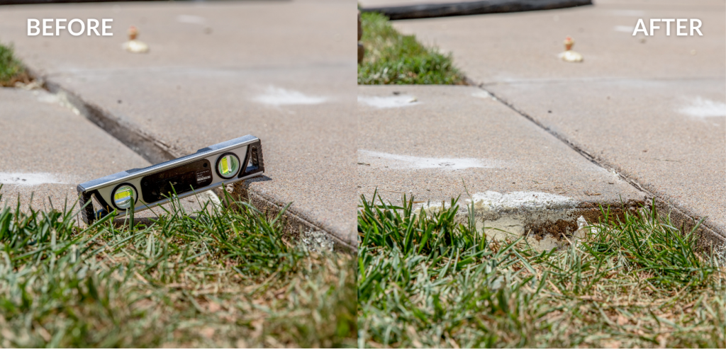 Before and after floor path close up view strata property walkway