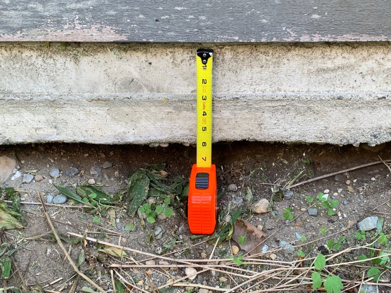 Concrete with void and tape measure