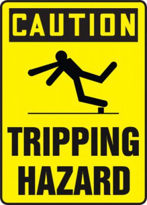 Caution tripping hazard sign