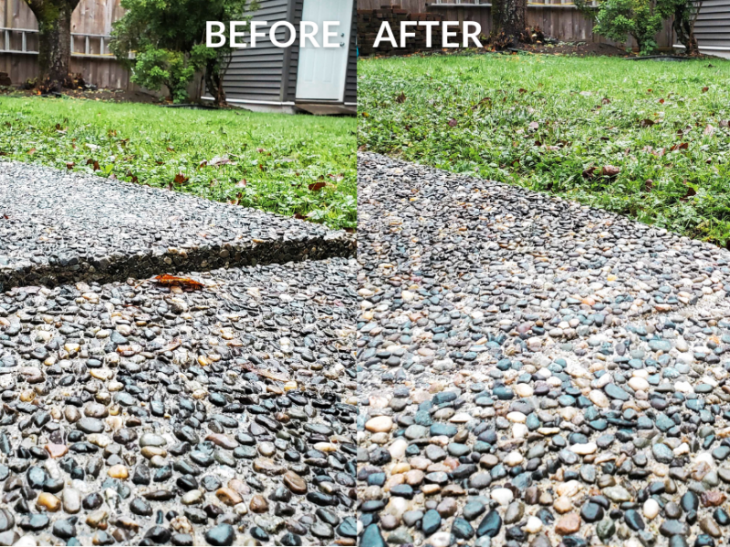 Before and after concrete close up