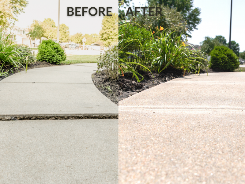 Before and after concrete pathway