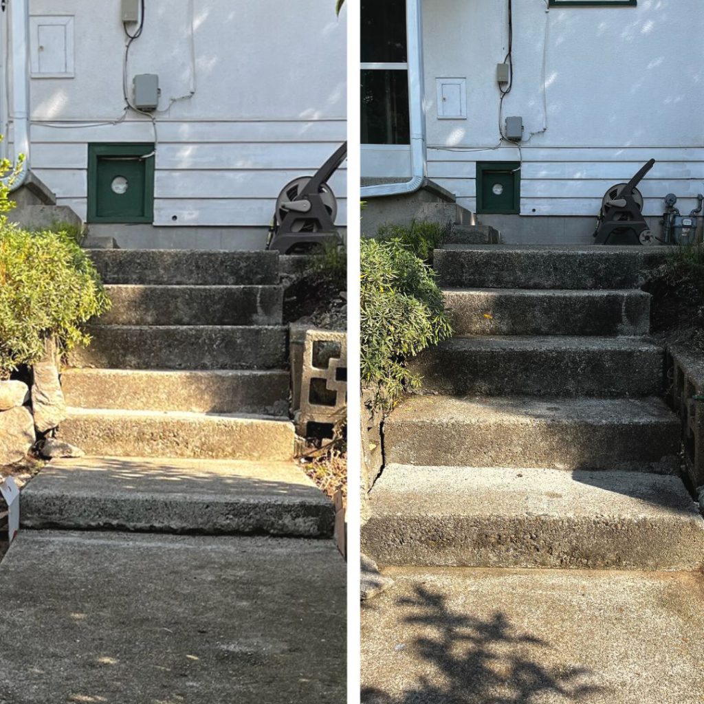 Before and after concrete lift using polylevel no mudjacking