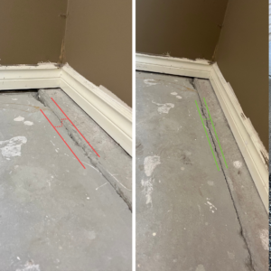 Before and after concrete lift