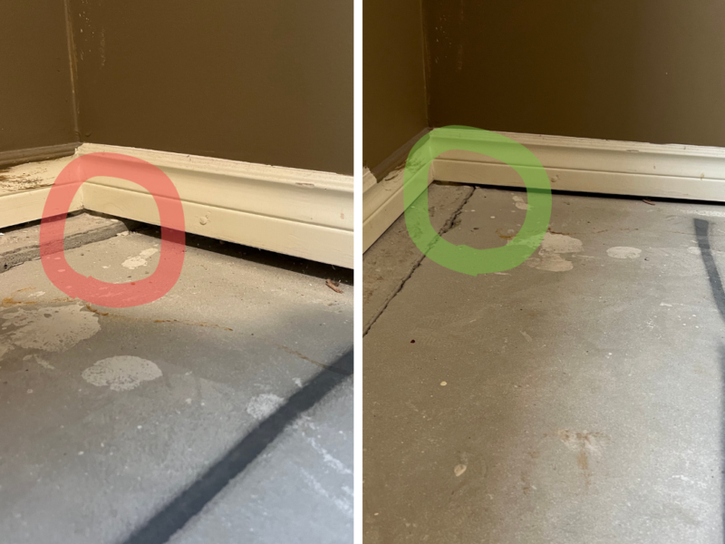 Before and after concrete lift floors and wall separation