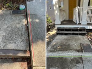 Before and after crack repair