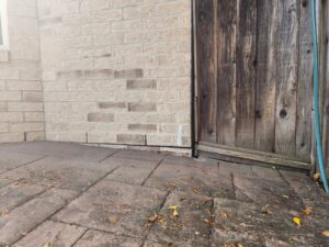 Close up of sloping patio