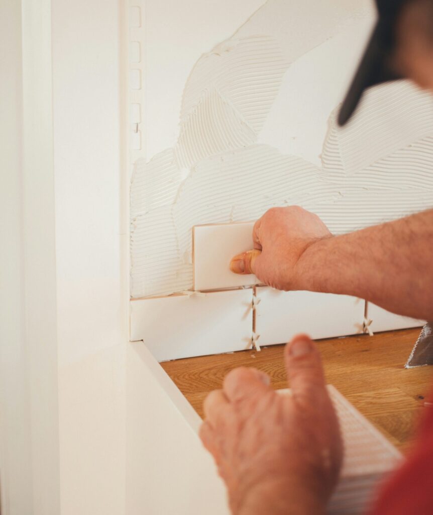 Adding subway tiles to the wall