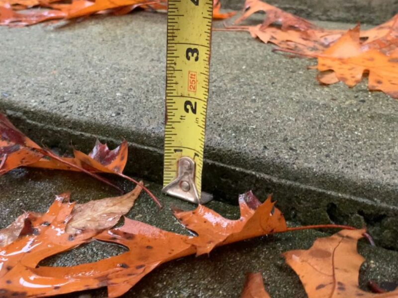 Surrey Home Walkway Concrete Repair Sunken Tape Measurement