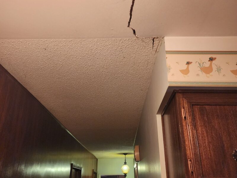 Crack in ceiling - symptoms of settlement in Richmond home