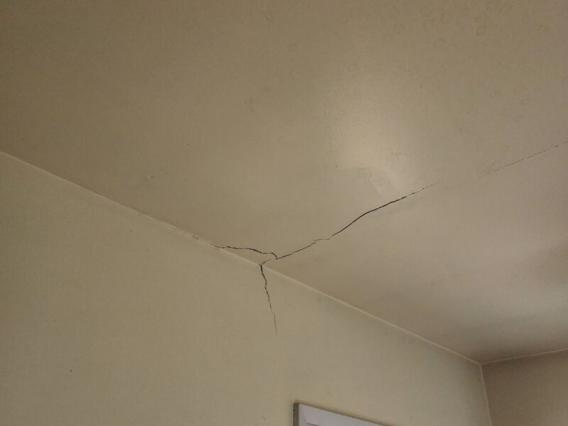 Crack in drywall - symptoms of settlement in Richmond home