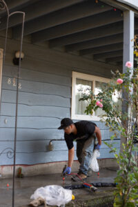 Installer installing polylevel foam