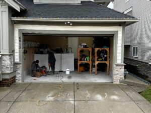 Before: Settlement in the concrete causes trip hazards, voids under the slabs and cracks