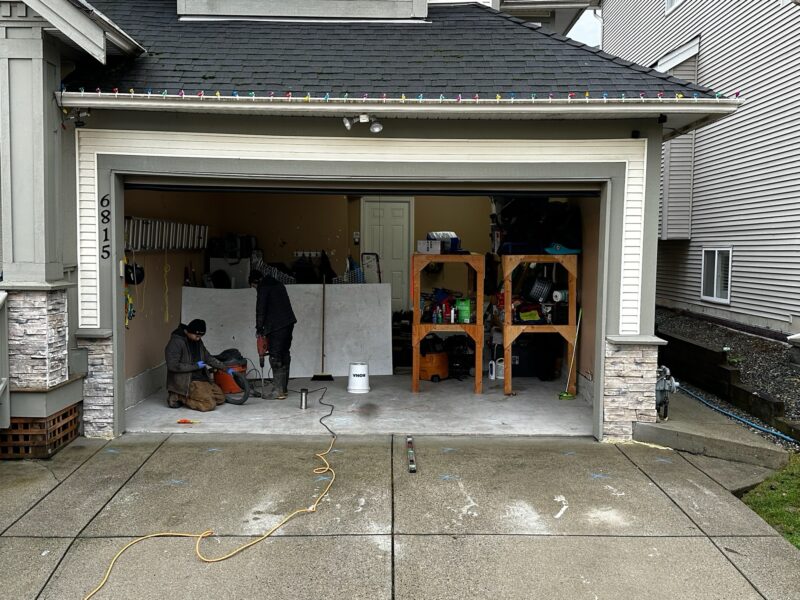 Before: Settlement in the concrete causes trip hazards, voids under the slabs and cracks