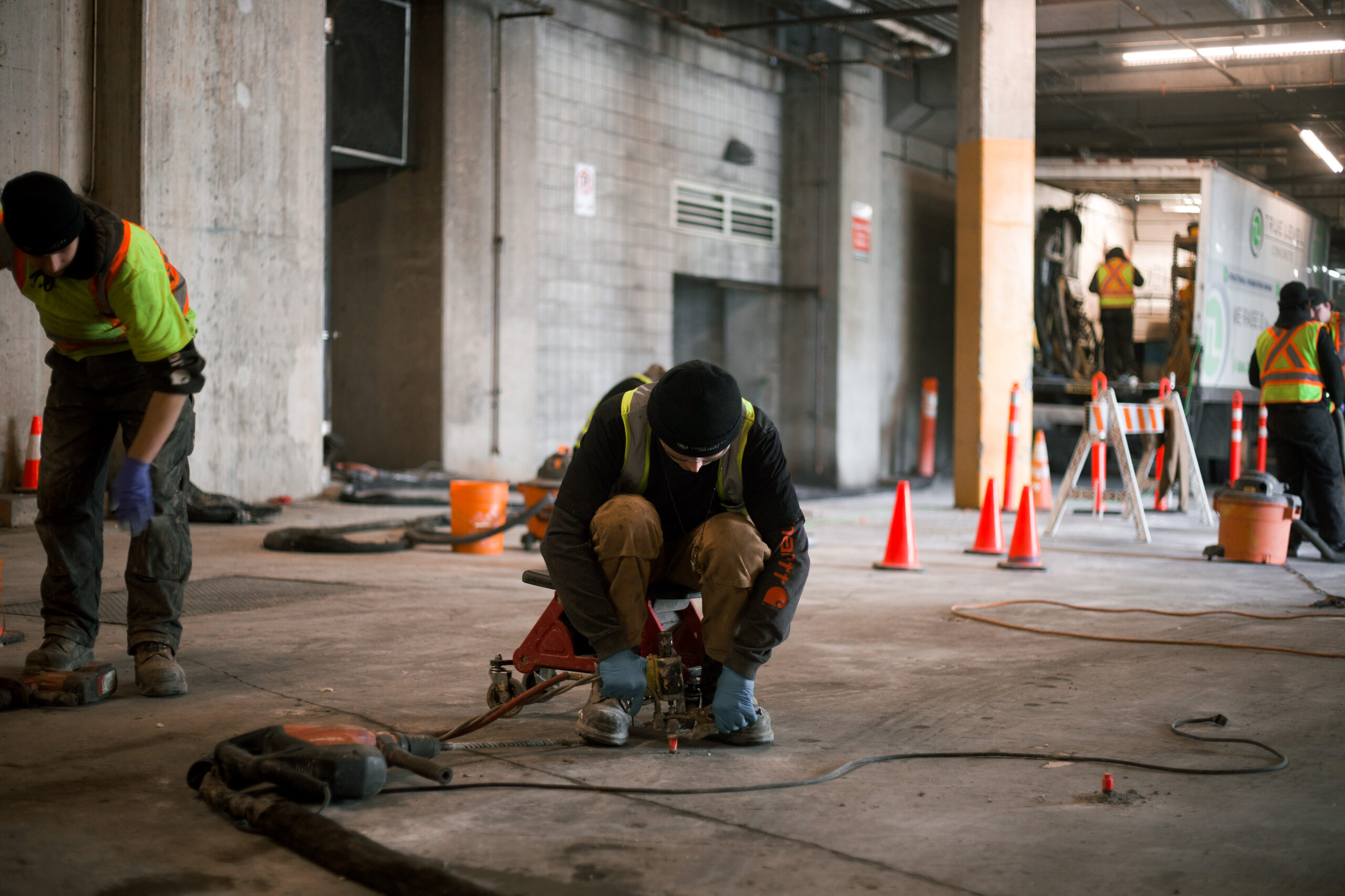 Inserting PolyLevel Loading bay concrete repair project