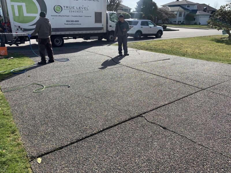 fix concrete cracked driveway repair before sunken concrete