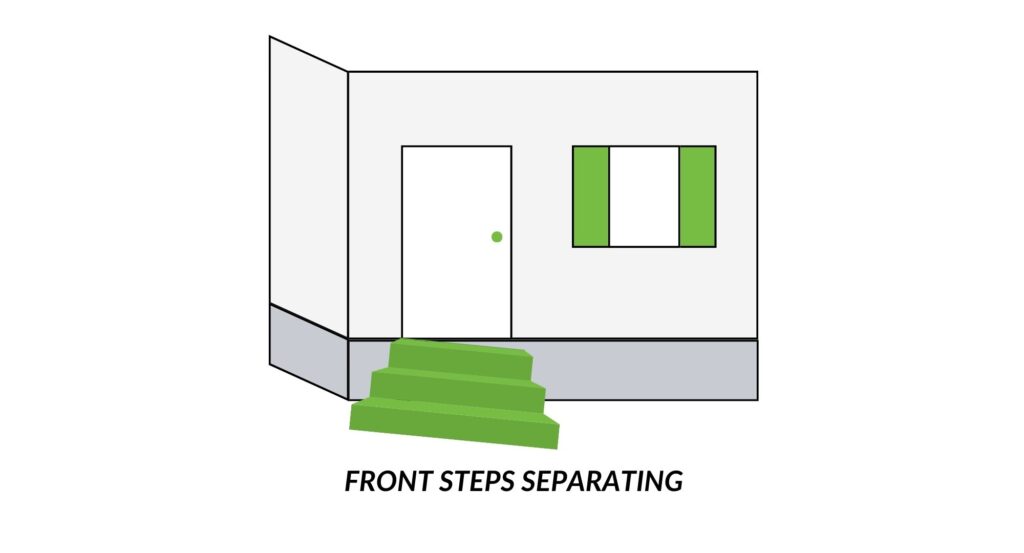 Front steps falling away form home drawing 