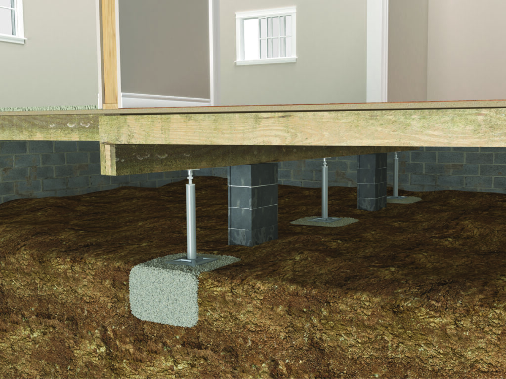 Smarjacks in crawlspace how to level uneven or sloping floor