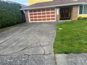 cracked and broken driveway