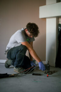 installing polylevel into interior concrete floor