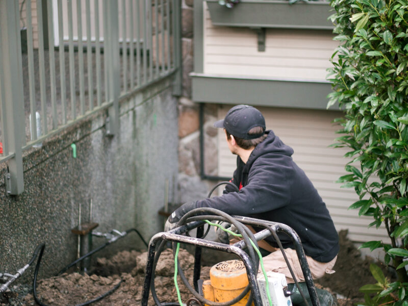 installing push piers lifting a concrete front porch maple ridge