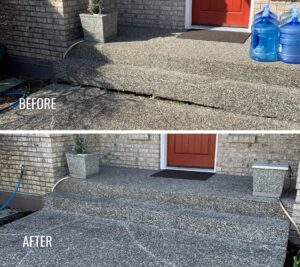 New concrete before and after concrete repair