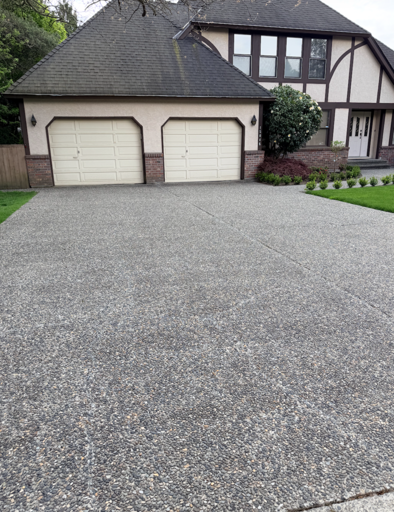 One month after installation, crack repair seams are blending in with the  concrete.